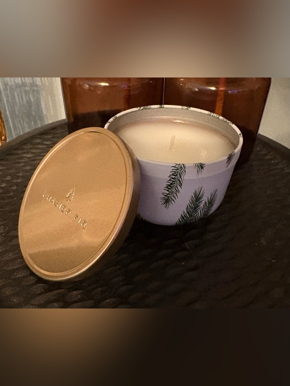 Thymes Frasier Fur Candle White Tin with Gold Lid